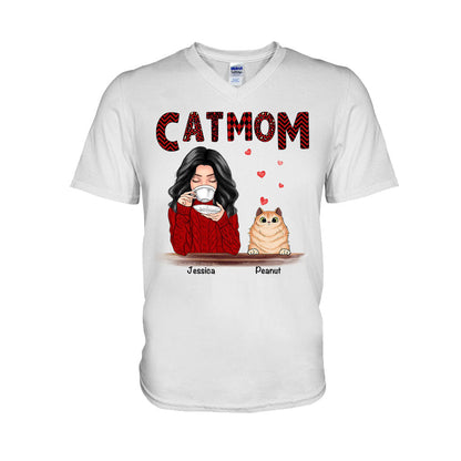 Cat Mom - Personalized Christmas Cat T-shirt and Hoodie