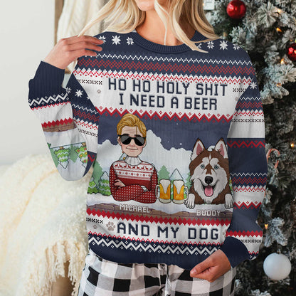 I Need Beer And My Dog - Personalized Dog Ugly Sweater