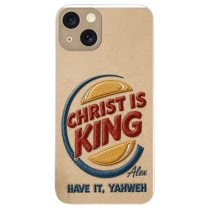 Christ Is King - Personalized Christian Classic Cap & Leather Phone Case
