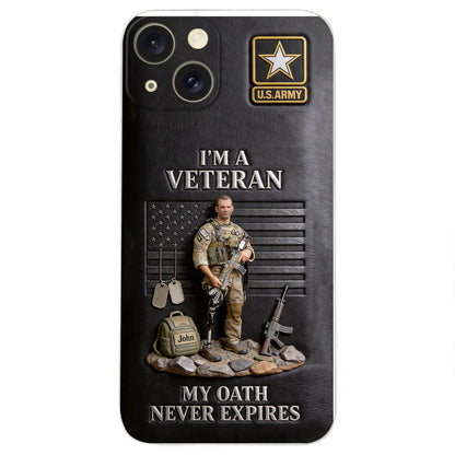 Military Hero - Personalized Veteran 3D Embossed Leather Phone Case