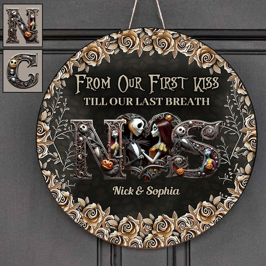 Till Dead Do Us Part - Personalized Nightmare Round Wood Sign