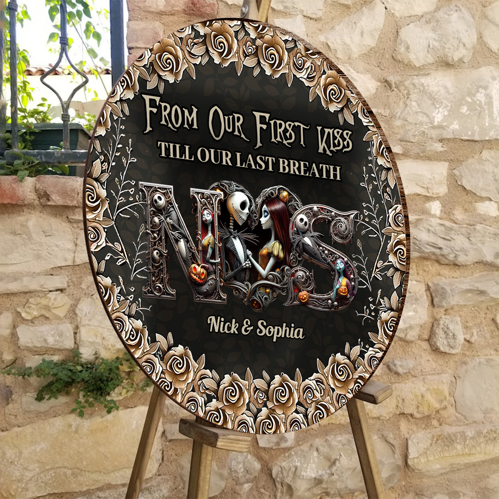 Till Dead Do Us Part - Personalized Nightmare Round Wood Sign
