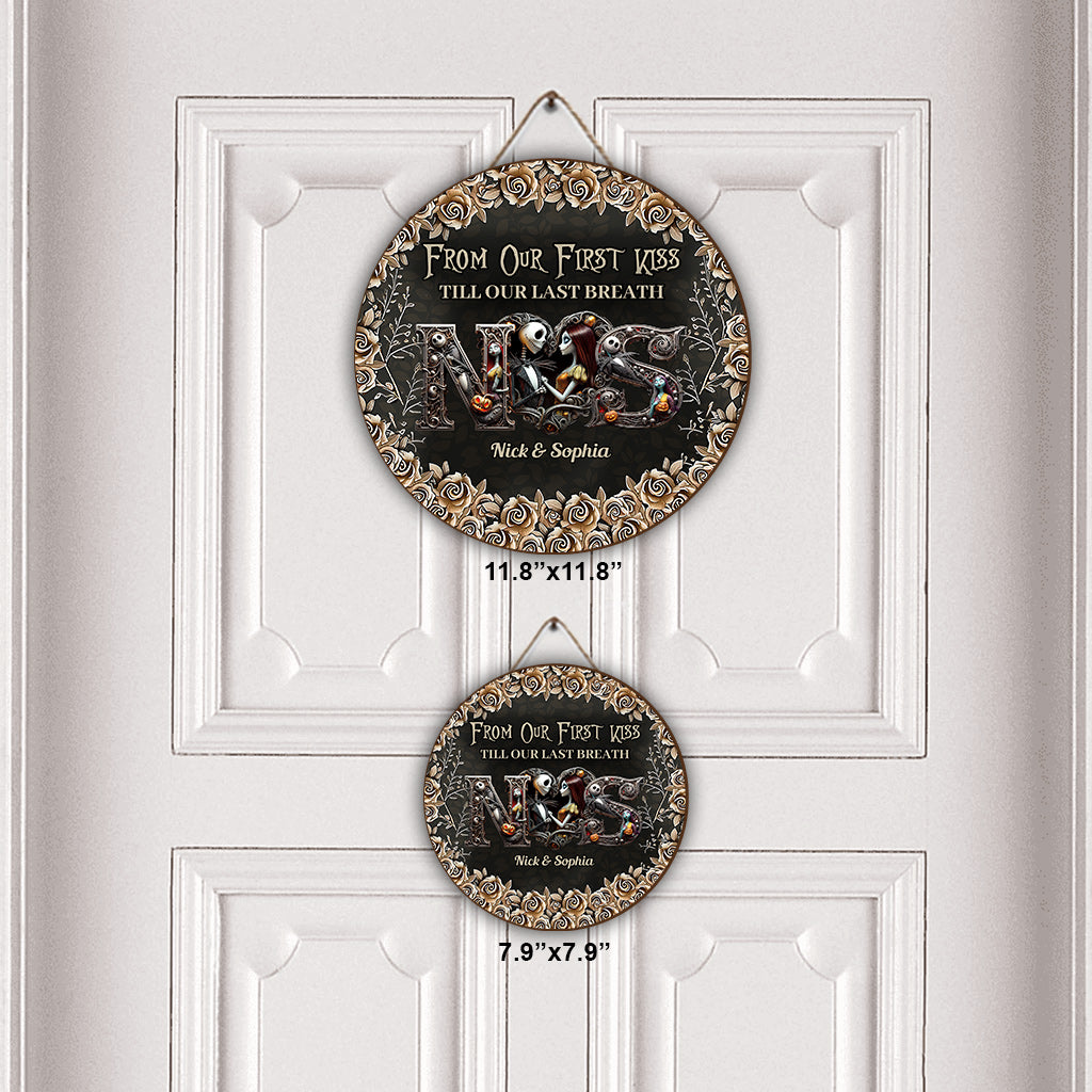 Till Dead Do Us Part - Personalized Nightmare Round Wood Sign