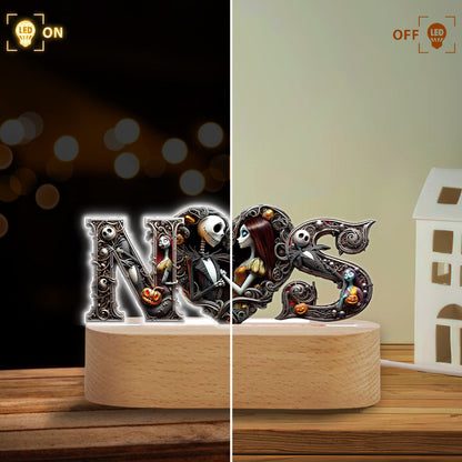 Till Dead Do Us Part - Personalized Nightmare Shaped Plaque Light Base