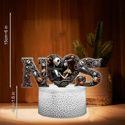 Till Dead Do Us Part - Personalized Nightmare Shaped Plaque Light Base