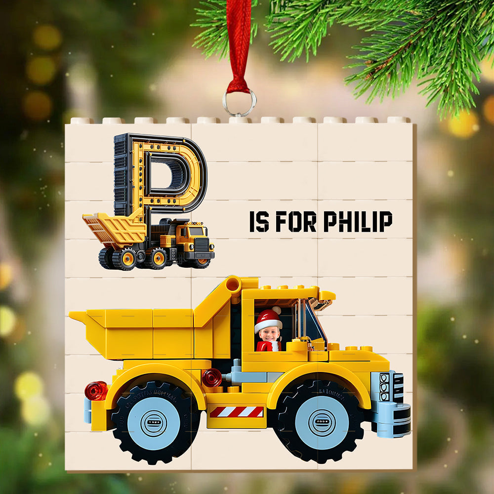 Construction Vehicle Bricks - Personalized Kid Building Blocks Ornament