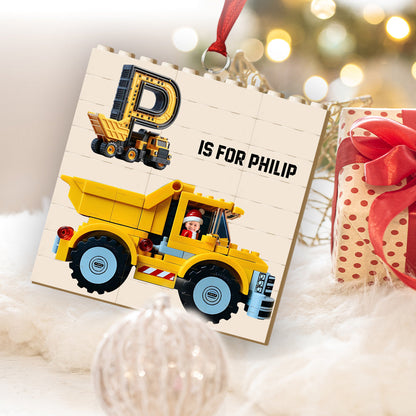 Construction Vehicle Bricks - Personalized Kid Building Blocks Ornament