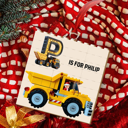 Construction Vehicle Bricks - Personalized Kid Building Blocks Ornament