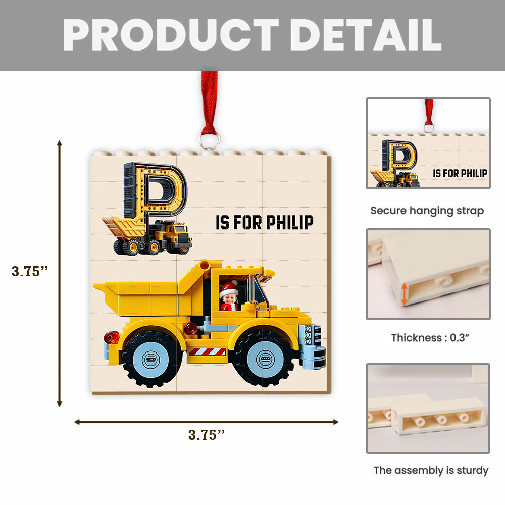 Construction Vehicle Bricks - Personalized Kid Building Blocks Ornament