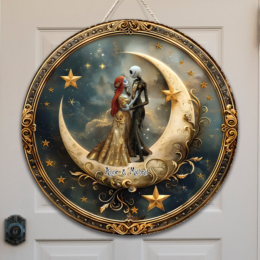 From Our First Kiss Till Our Last Breath - Personalized Nightmare Round Wood Sign