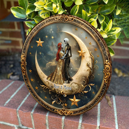 From Our First Kiss Till Our Last Breath - Personalized Nightmare Round Wood Sign