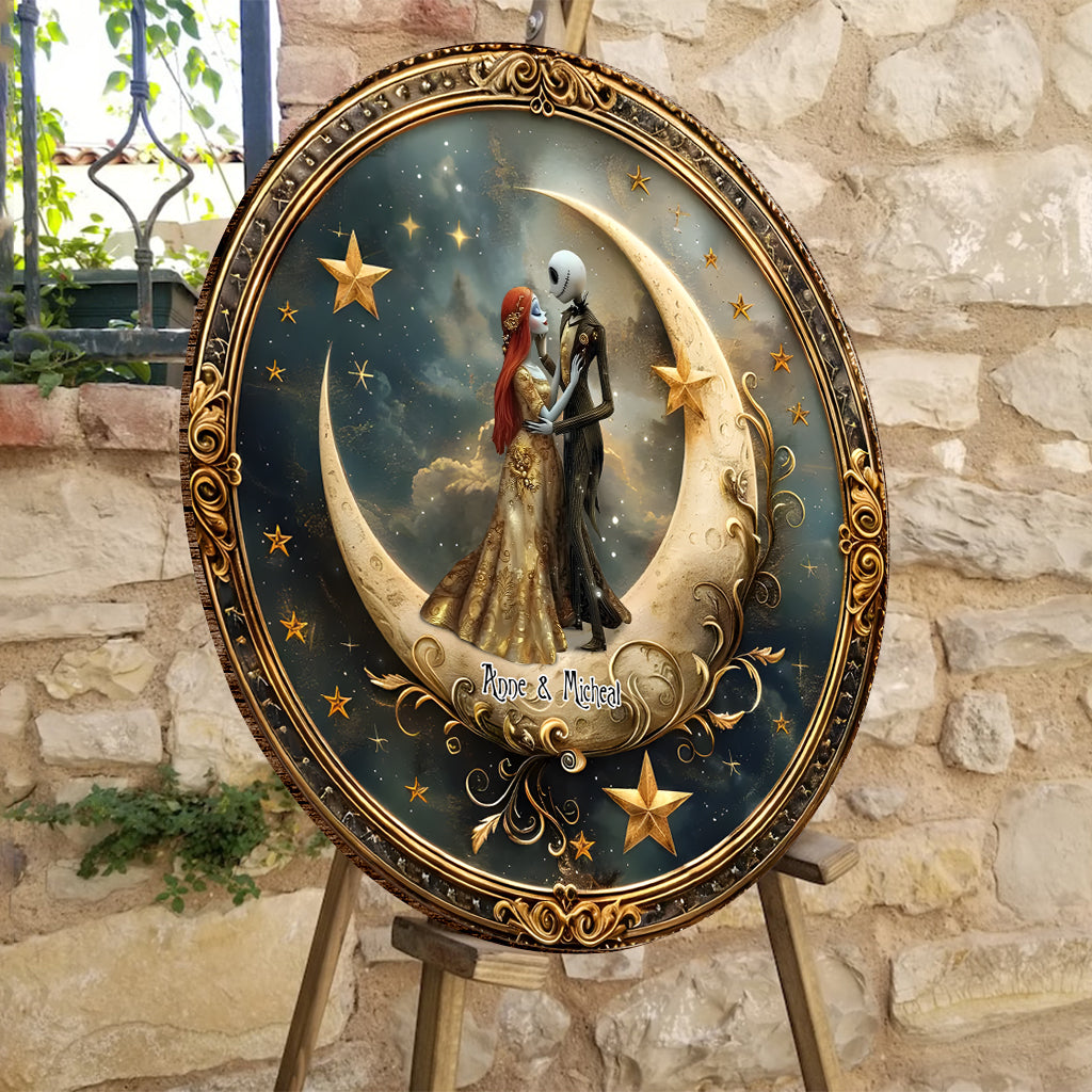 From Our First Kiss Till Our Last Breath - Personalized Nightmare Round Wood Sign