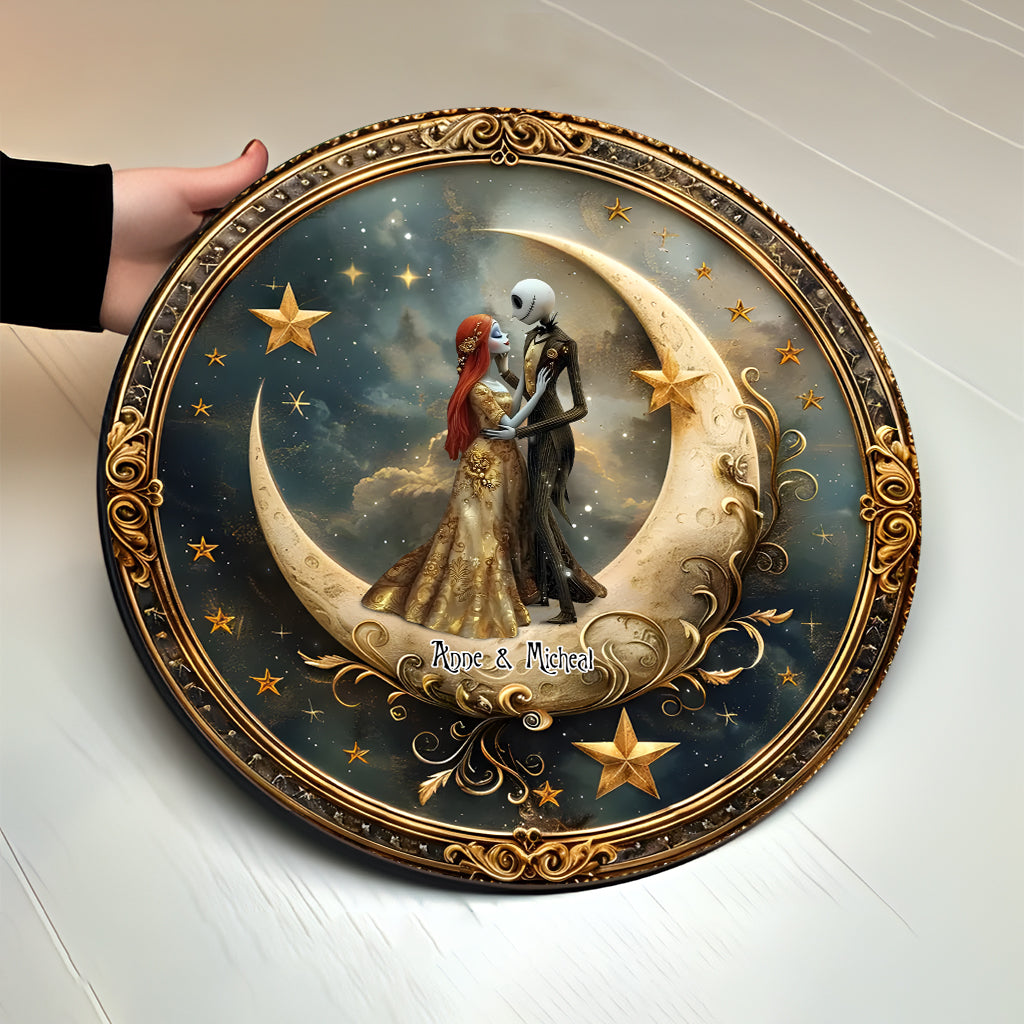 From Our First Kiss Till Our Last Breath - Personalized Nightmare Round Wood Sign