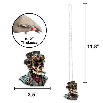 Steampunk Skull - Personalized Skull Car Ornament