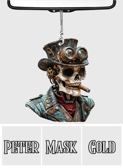 Steampunk Skull - Personalized Skull Car Ornament