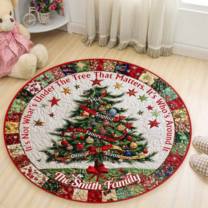 Merry Christmas - Personalized Family Round Rug