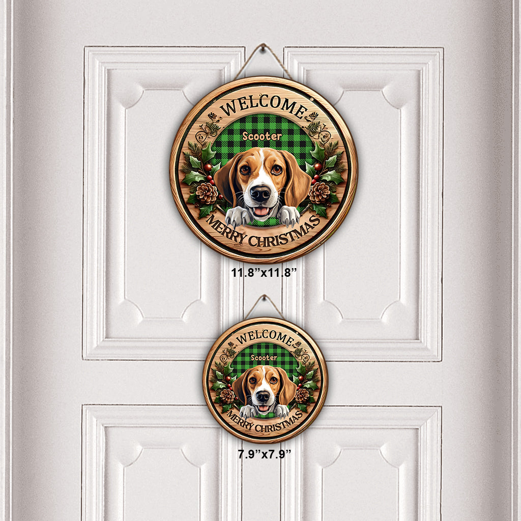 Merry Christmas Personalized Dog - Personalized Dog Round Wood Sign