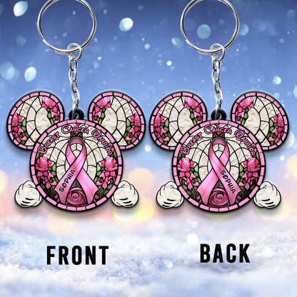 Breast Cancer Warrior - Personalized Mouse Keychain