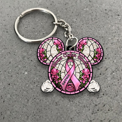 Breast Cancer Warrior - Personalized Mouse Keychain