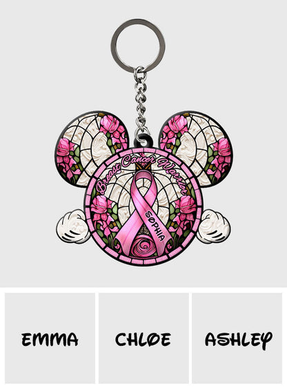Breast Cancer Warrior - Personalized Mouse Keychain
