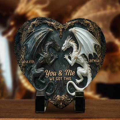 You & Me We Got This - Personalized Dragon Heart Shaped Stone