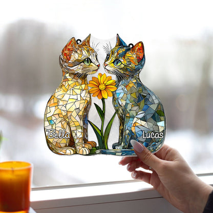 Love Cats - Personalized Cat Window Hanging Suncatcher Ornament