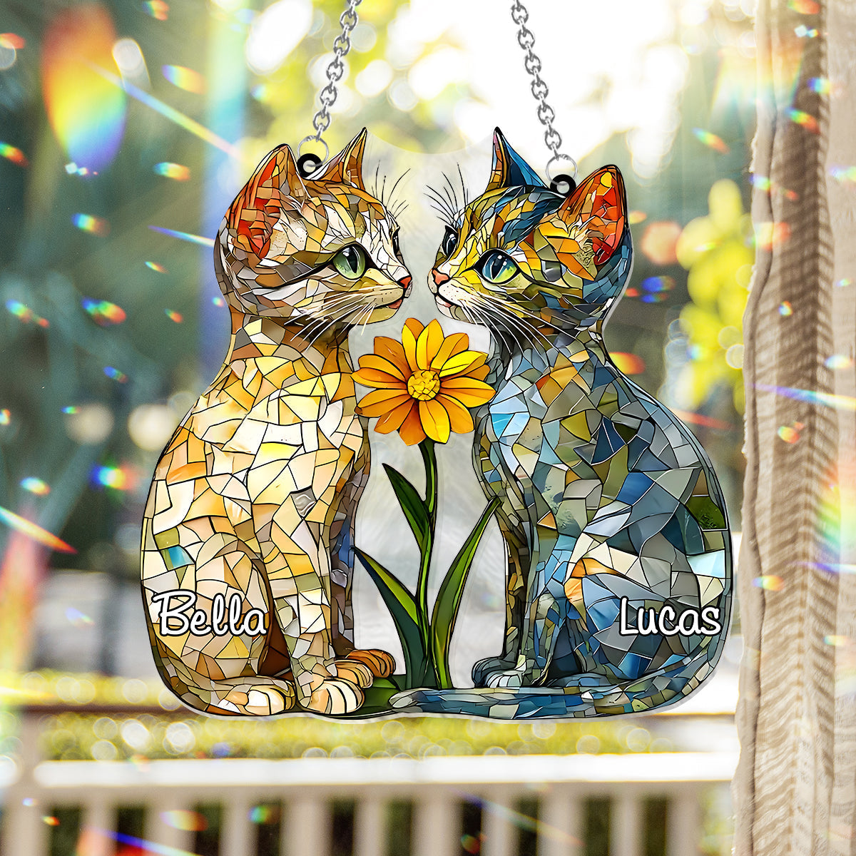 Love Cats - Personalized Cat Window Hanging Suncatcher Ornament