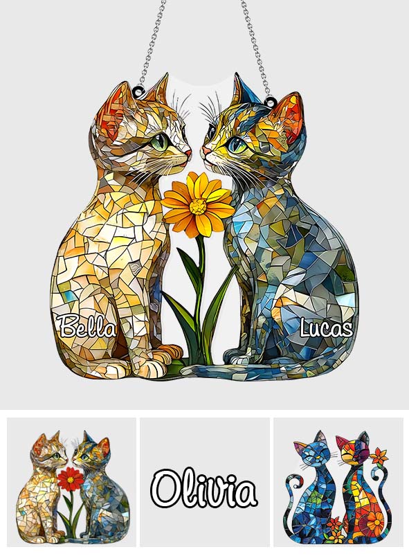 Love Cats - Personalized Cat Window Hanging Suncatcher Ornament