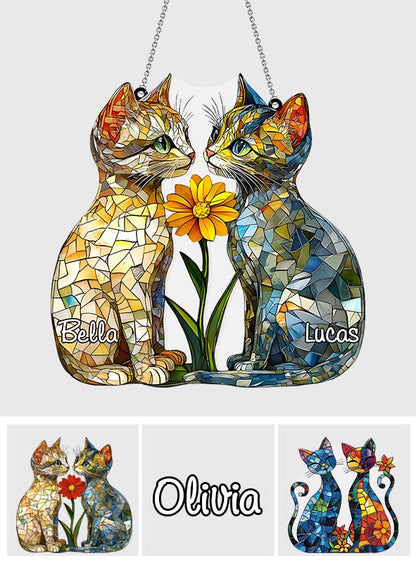 Love Cats - Personalized Cat Window Hanging Suncatcher Ornament
