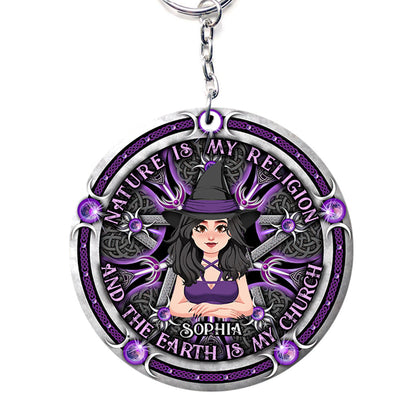 Nature Is My Religion - Personalized Witch Keychain