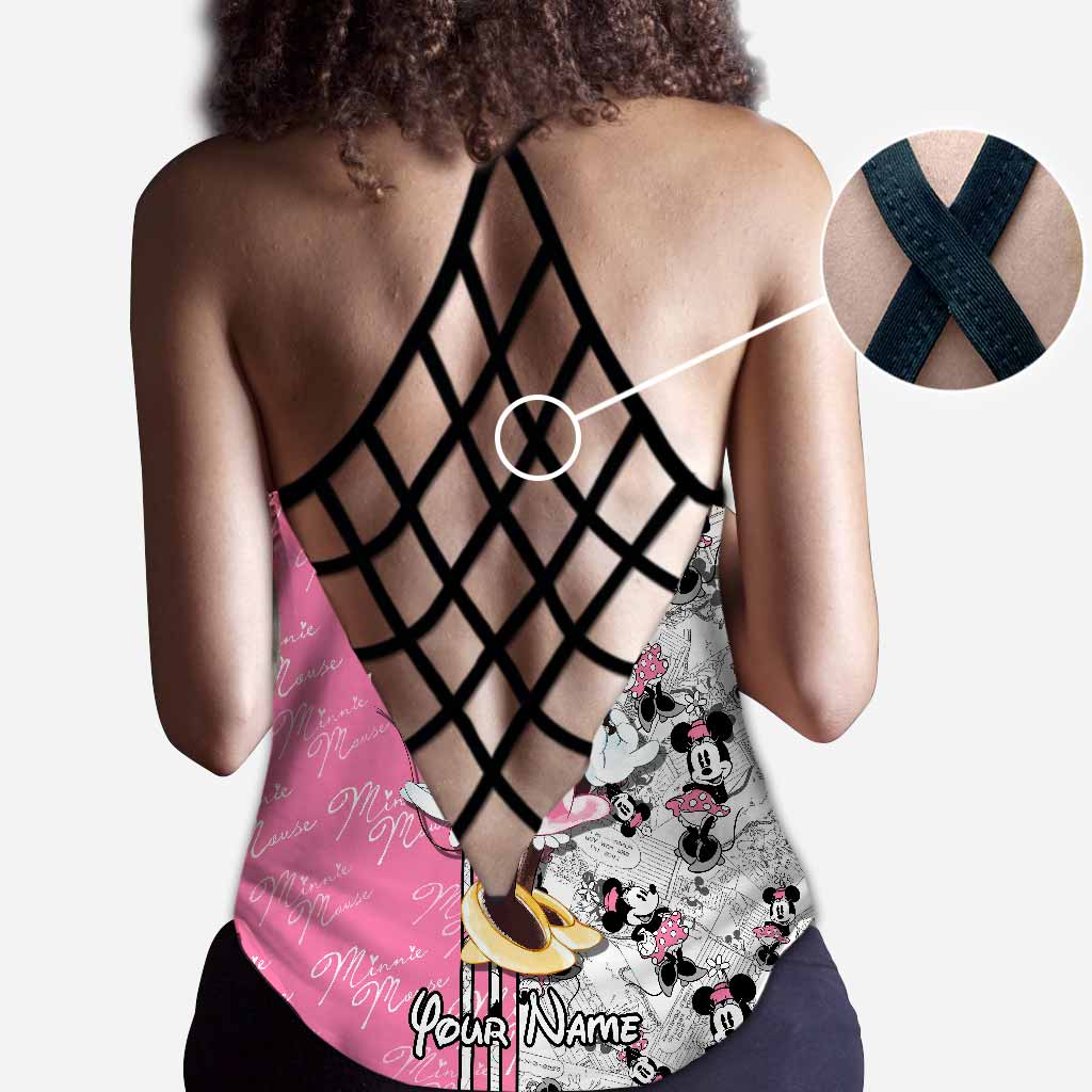 Cute Pink Mouse Ears - Personalized Cross Tank Top
