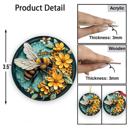 Bee And Honeycomb - Personalized Bee Ornament