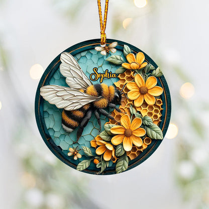 Bee And Honeycomb - Personalized Bee Ornament