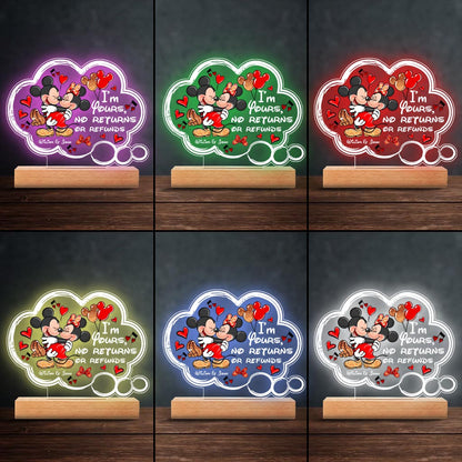 I'm Yours No Returns Or Refunds - Personalized Couple Mouse Shaped Plaque Light Base