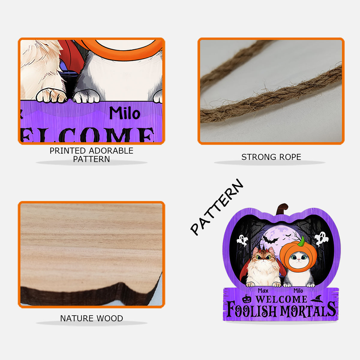 Welcome Foolish Mortal - Personalized Cat Wood Sign