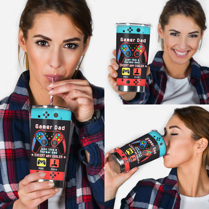 Gamer Dad Like A Regular Dad But Way Cooler - Video Game gift for dad, Gamer - Personalized Tumbler