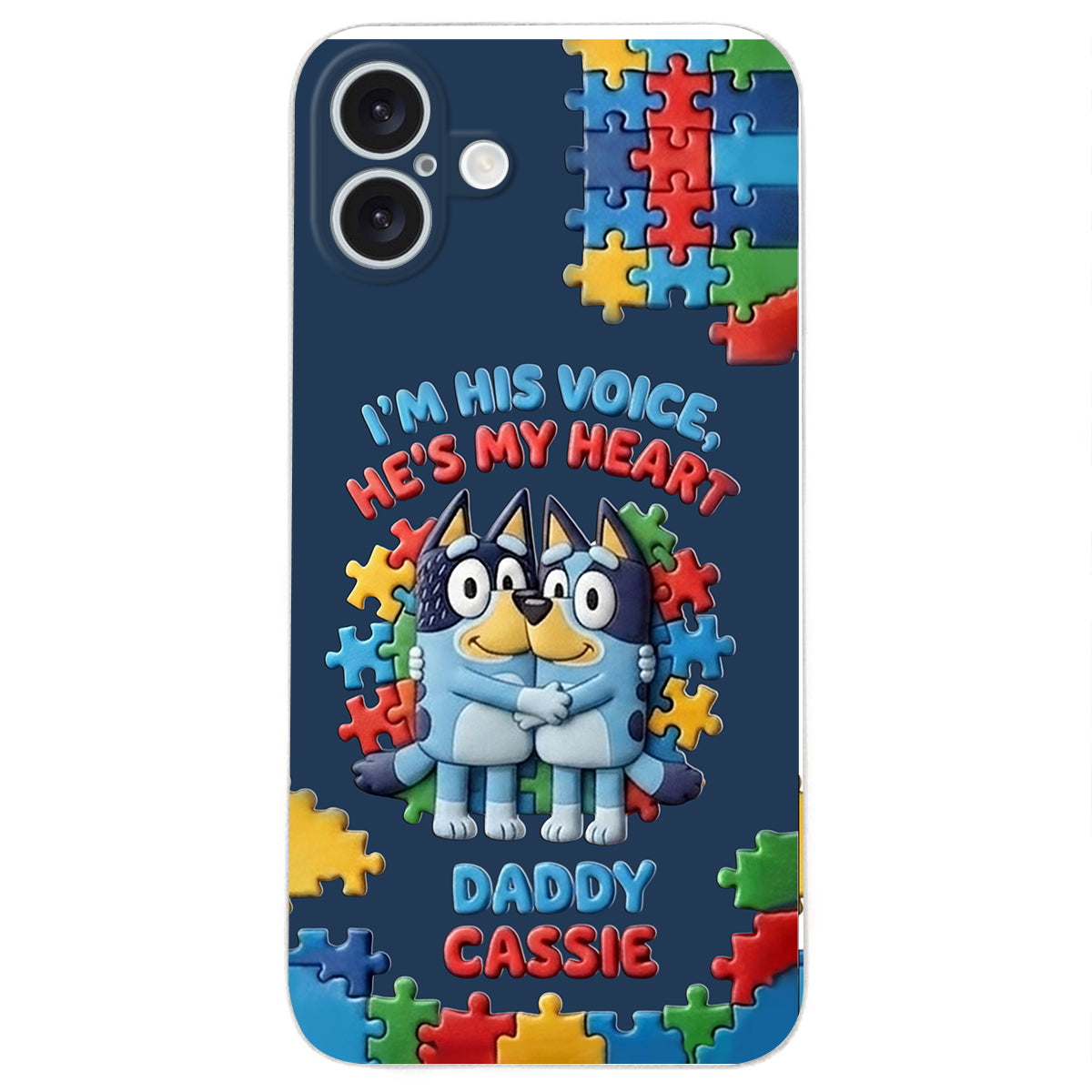 I'm His Voice - Personalized Autism Awareness 3D Embossed Leather Phone Case