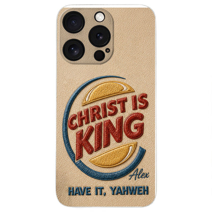 Christ Is King - Personalized Christian Classic Cap & Leather Phone Case