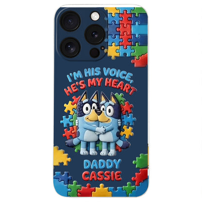 I'm His Voice - Personalized Autism Awareness 3D Embossed Leather Phone Case