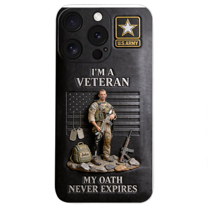 Military Hero - Personalized Veteran 3D Embossed Leather Phone Case
