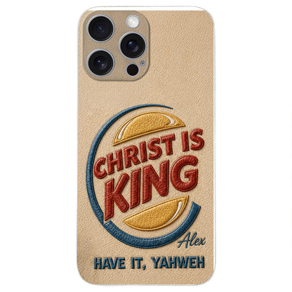 Christ Is King - Personalized Christian Classic Cap & Leather Phone Case
