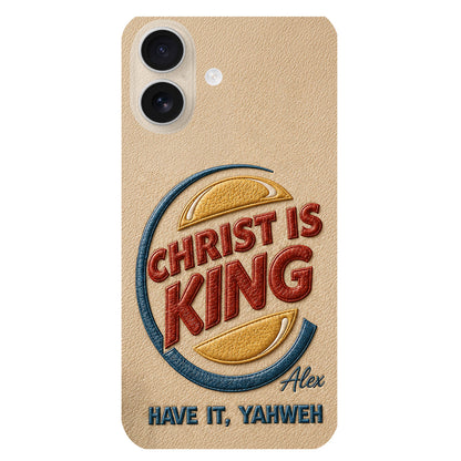 Christ Is King - Personalized Christian Classic Cap & Leather Phone Case