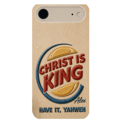 Christ Is King - Personalized Christian Classic Cap & Leather Phone Case