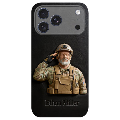 Custom Any Photo - Personalized Veteran Leather Phone Case
