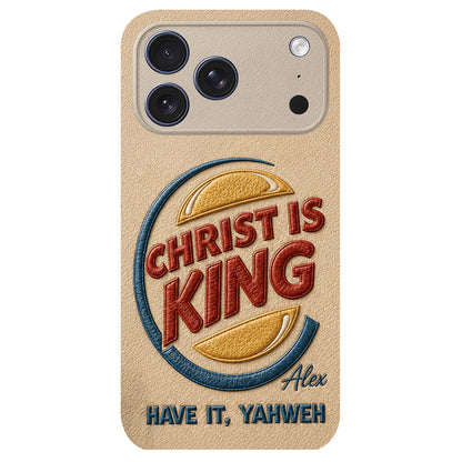 Christ Is King - Personalized Christian Classic Cap & Leather Phone Case