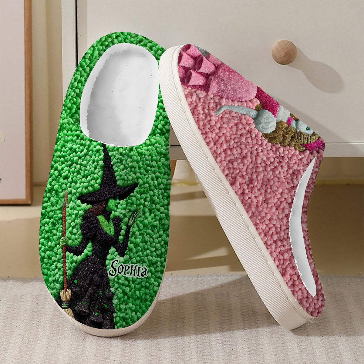Pink Goes Good With Green - Personalized Slippers