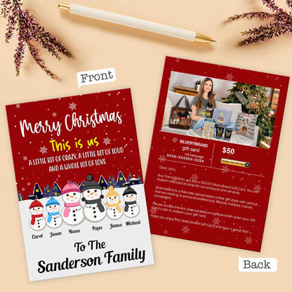 Personalized Greeting Gift Card Cute Snowman