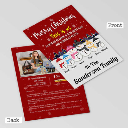 Personalized Greeting Gift Card Cute Snowman