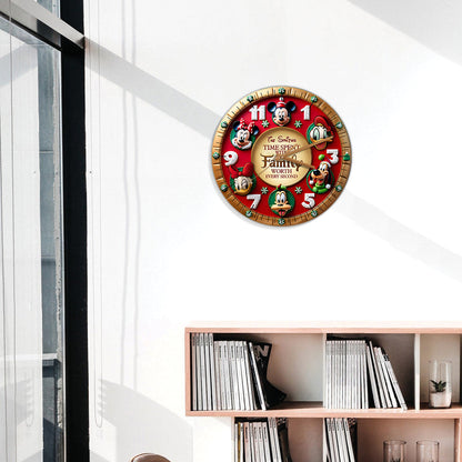 Time Spent WIth Family Worth Every Second - Personalized Mouse Wall Clock