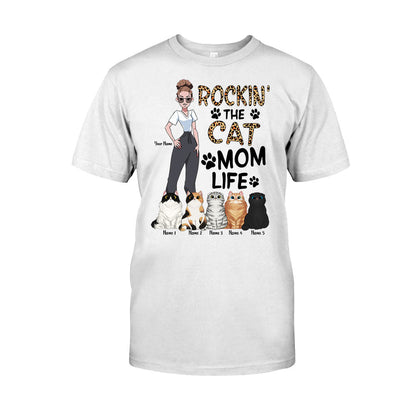Rockin The Cat Mom Life - Personalized Cat T-shirt and Hoodie